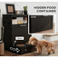 Pet Feeder Station Storage Cabinet, with Dog Raised Bowls, Black
