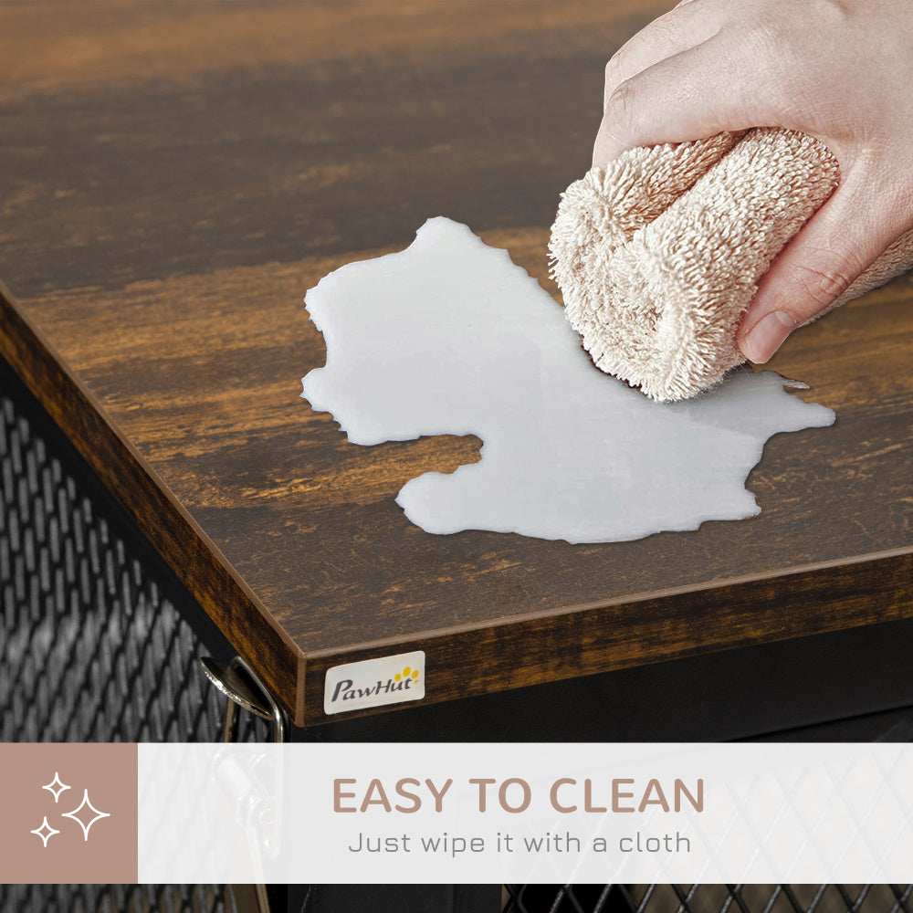 PawHut Furniture Style Dog Crate with Openable Top, Big Dog Crate End Table, Puppy Crate for Small Dogs Indoor, Spacious Interior, Pet Kennel, Brown, Black