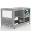 2-Tier Bunny Hutch, Wood Rabbit Cage on Wheels with Openable Roof, Ramp, Easy-to-Clean Tray, Guinea Pig Pet House for Small Animals, Gray with Colorful Patterns