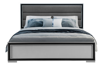 ADELAIDE GREY BLACK KING BED W/LED