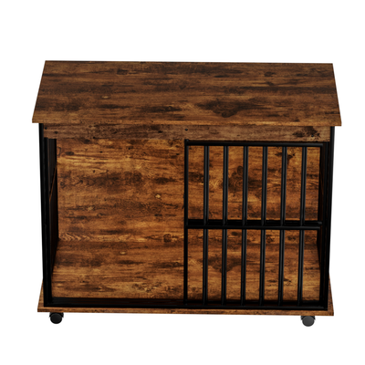 Dog Crate Furniture , Large Dog Cage Furniture with Tray for Medium Large Dogs, Wooden Dog Kennel Furniture