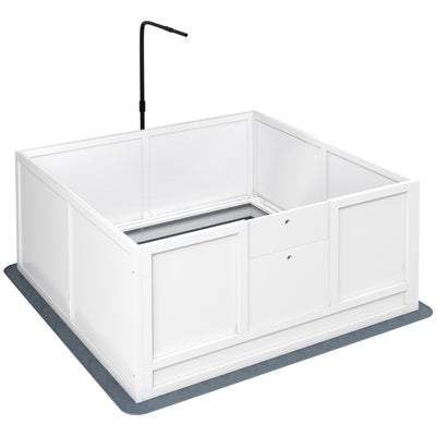 PawHut Whelping Box for Dogs with Retractable Light Stand, Birth Dog Whelping Box for Puppies with Pig Rail, Pee PadAdjustable Height Door for Small, Medium & Large Breed Dogs, 41" x 39"