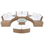 TOPMAX 10-Piece Outdoor Sectional Half Round Patio Rattan Sofa Set, PE Wicker Conversation Furniture Set for Free Combination, White