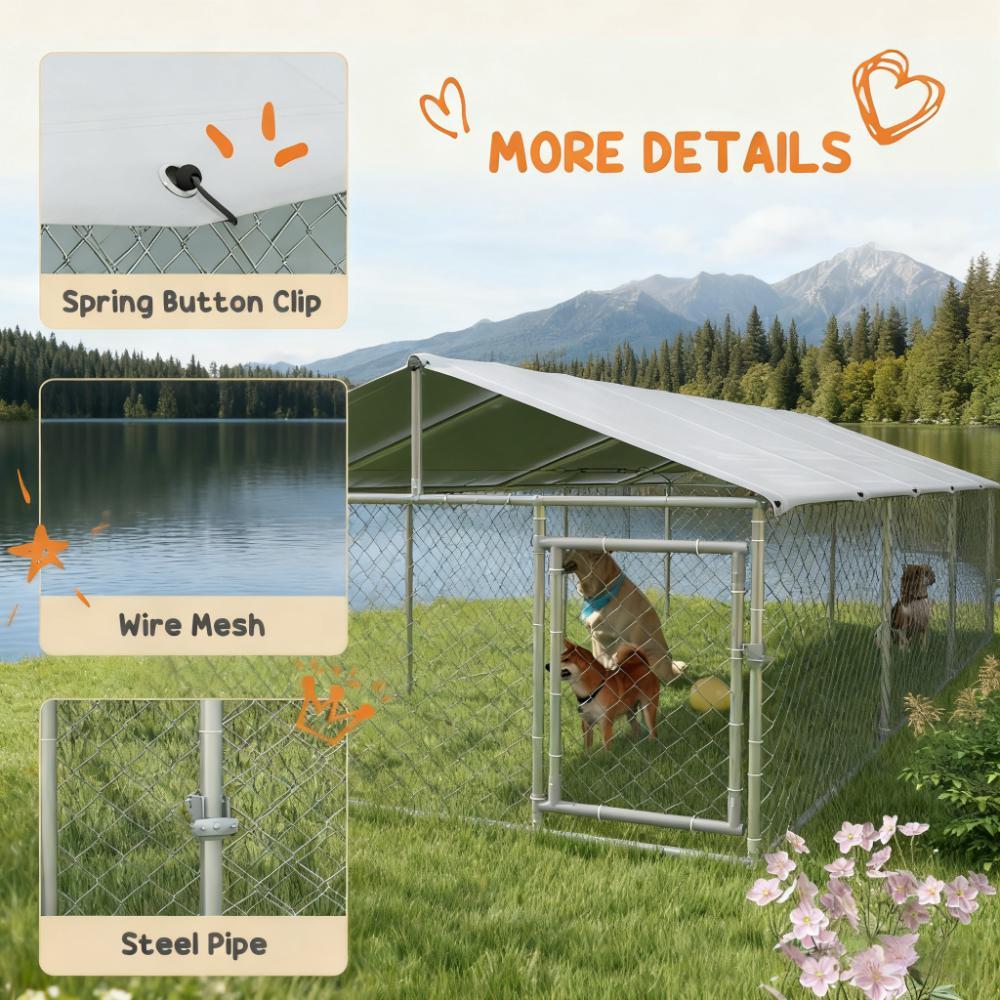 Large-Sized Outdoor Dog Kennel with Waterproof UV Resistant Roof