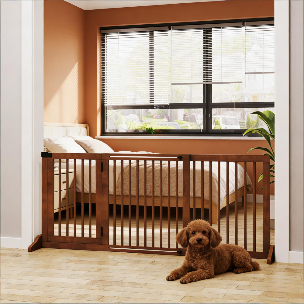 Pet Gate,Wooden Pet Gate,Freestanding Pet Gate