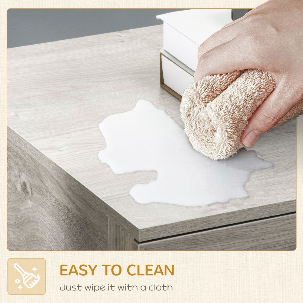 PawHut Dog Crate Furniture with Soft Water-Resistant Cushion, Dog Crate End Table with Drawer, Puppy Crate for Small Dogs Indoor with 2 Doors, Grey