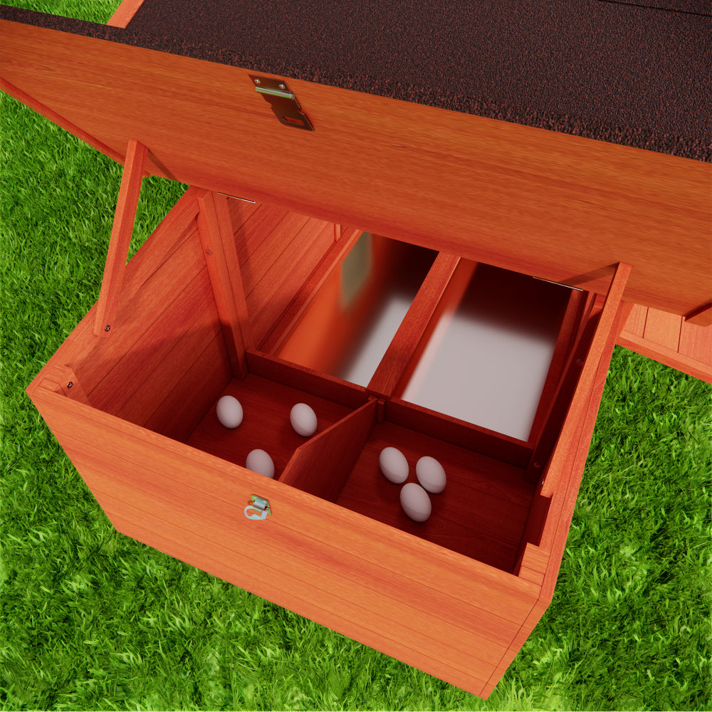 Large Wooden Chicken Coop Outdoor Hen House Poultry Cage for Outdoor with 2 Sides Nesting Boxes,2 Free-range Doors Leakproof Tray