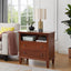 SunJet Open Space and 2 Drawers Dresser Nightstand with Charging Station, Farmhouse End Table with USB Ports and Outlets, Fluted Pilasters Design Side Table with Solid Wood Legs for Bedroom