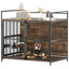 Furniture Style Large Dog Crate with 360° & Adjustable Raised Feeder for Dogs 48"