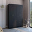 Armoire, Double Door Cabinet, One Drawer, Five Interior Shelves, Rod, Black / White