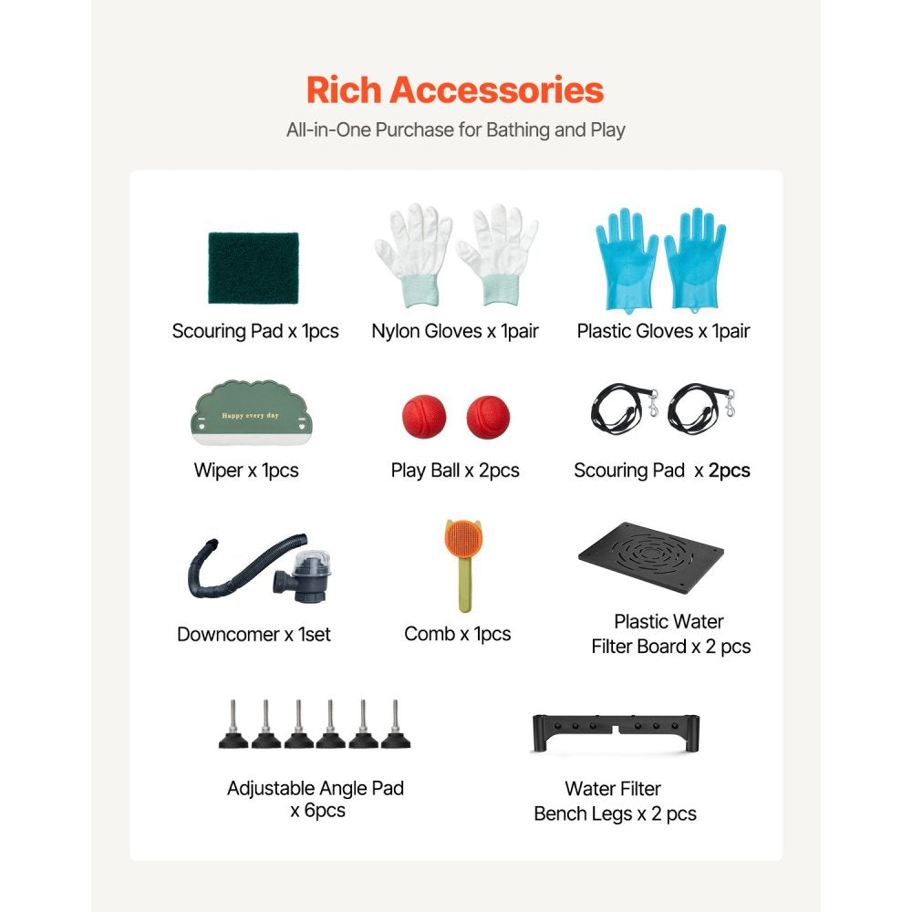 50 Inch Dog Grooming Bath Tub Stainless Steel w Stairs Water Filter Left