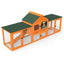 Large Rabbit Hutch with Rest Area, 2 Play Areas, 2 Handles, 2 Ramps, Removable Tray and Waterproof Roof