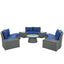 TOPMAX 10-Piece Outdoor Sectional Half Round Patio Rattan Sofa Set, PE Wicker Conversation Furniture Set for Free Combination, Blue