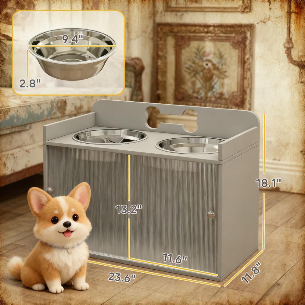 Elevated Dog Bowls with 2 Stainless Steel Bowl