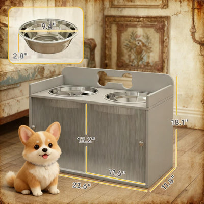 Elevated Dog Bowls with 2 Stainless Steel Bowl