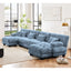 Free Combination Modular Sectional Sofa,U Shaped Couch for Living Room, 4-Seater Comfy Cloud Couch with 2 Ottomans, Chenille Blue