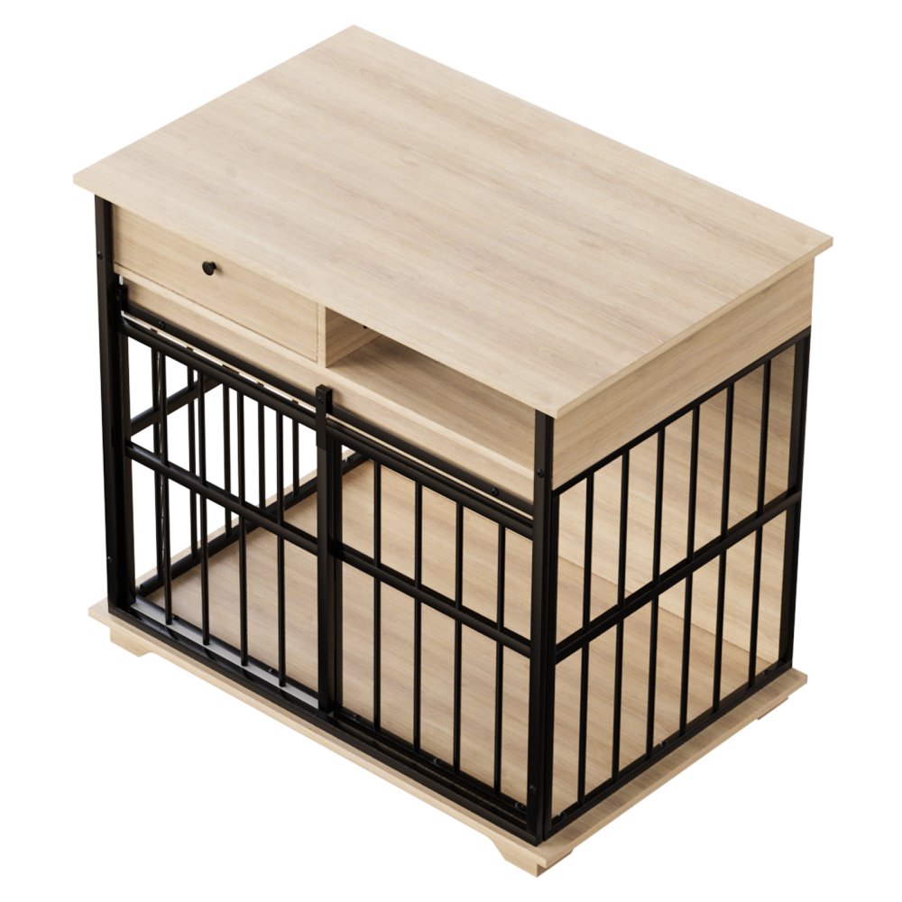 Dog Crate Furniture , Large Dog Cage Furniture with Tray for Medium Large Dogs, Wooden Dog Kennel Furniture