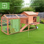 Chicken Coop Wooden Hen House Poultry Cage Pen Portable with Wheels and Nesting Box, Chicken Cage for Backyard Outdoor, Natural