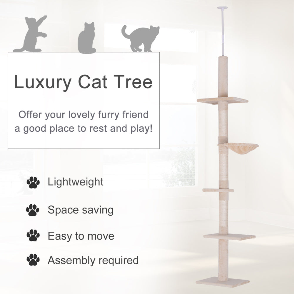 Adjustable Height Floor-to-Ceiling Vertical Cat TreeCat Climbing Tower