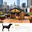 Dog Kennel House Outdoor Dog House Wooden Raised Pet Kennel with Asphalt Roof, Front Door, Side Window, Porch