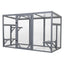 Outdoor Wood Cat Enclosure, Patio Cat Catio House with 3 Platforms, Lockable Door, Sun Sheet Roof, Large Run for Pets, Gray