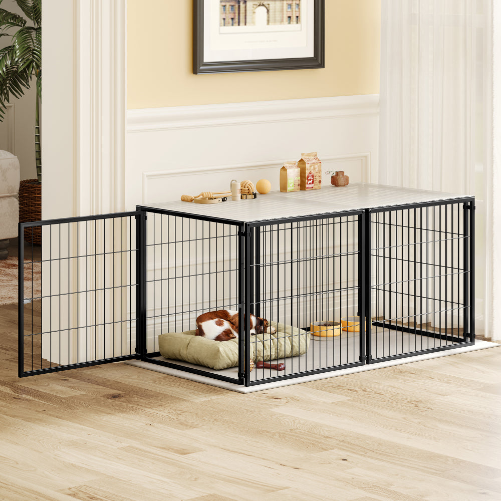 Large Dog Cage 48" Dog Kennel for Medium Dogs Puppy Dog Playpen with Top, Pet Cage, Indoor, Black.48"L x 26.3"W x 23.8"H.