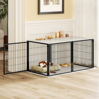 Large Dog Cage 48" Dog Kennel for Medium Dogs Puppy Dog Playpen with Top, Pet Cage, Indoor, Black.48"L x 26.3"W x 23.8"H.