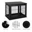 PawHut Dog Crate Furniture, Small Dog Cage End Table with Two Opening Sides, Lockable Door, Puppy Kennel Indoor, Cute and Decorative, Black