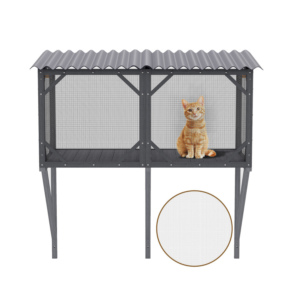 Cat Window Box, 43.3" Catio Outdoor Cat Enclosure with Bug Proof Net for Sunbathing, Napping & Viewing, Window Perch for Large Indoor Cats - All Weather Use, Cat Cage