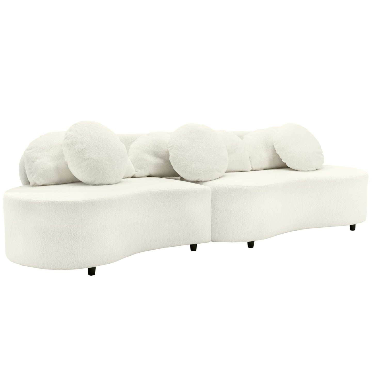 Modern Living Room Sofa Lamb Velvet Upholstered Couch for Home or Office, Beige, 103.5'