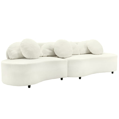 Modern Living Room Sofa Lamb Velvet Upholstered Couch for Home or Office, Beige, 103.5'