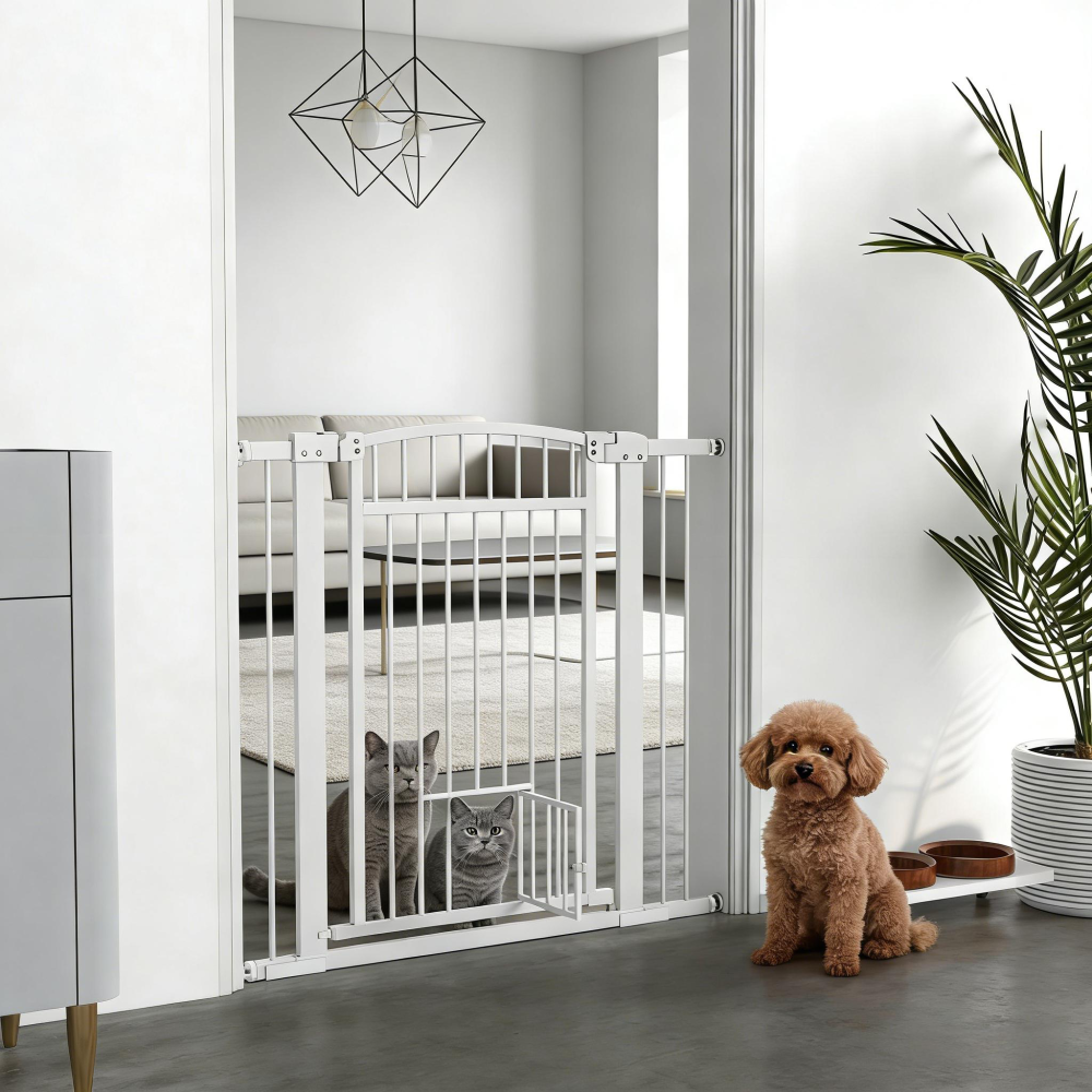 Pet Gate,Extra Wide Walk Through Dog Gate w/ Cat Door