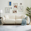 Oversized Loveseat Sofa for Living Room, Sherpa Sofa with Metal Legs, 3 Seater Sofa, Solid Wood Frame Couch with 2 Pillows, for Apartment Office Living Room - White