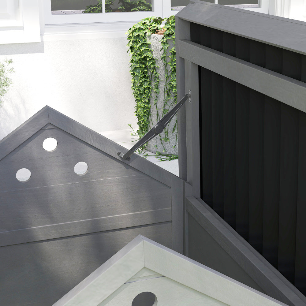 Wooden Pet House with Openable Roof & Double Doors, Light Gray