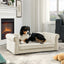 Elegant rectangular pet bed for small and medium-sized dogs, durable elevated dog sofa bed, comfortable dog sofa, modern and fashionable linen fabric dog sofa-Black