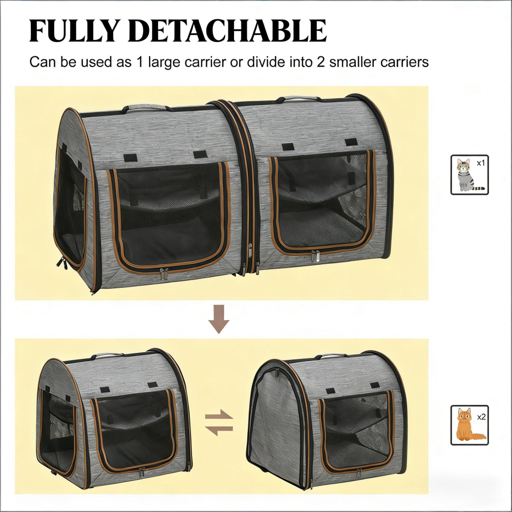 Travel Pet Crate,Portable Soft-Sided Cat Carrier Bag
