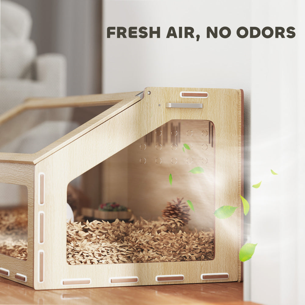 39 inch Hamster Cage Habitat with  Window & Openable Top , Oak