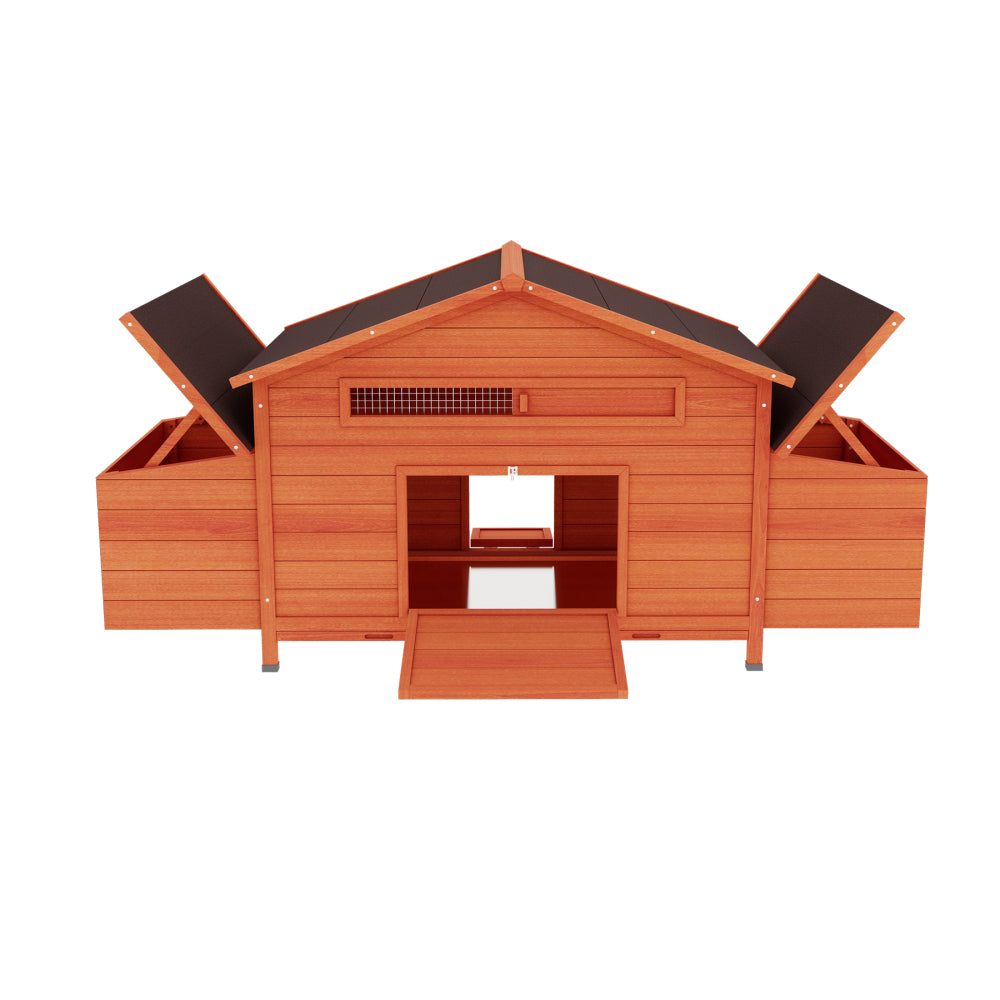 Large Wooden Chicken Coop Outdoor Hen House Poultry Cage for Outdoor with 2 Sides Nesting Boxes,2 Free-range Doors Leakproof Tray