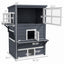 PawHut 3-Story Cat House Feral Cat Shelter, Outdoor Kitten Condo with Raised Floor, Asphalt Roof, Escape Doors, Jumping Platforms, Dark Gray