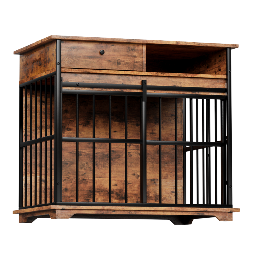 Dog Crate Furniture , Large Dog Cage Furniture with Tray for Medium Large Dogs, Wooden Dog Kennel Furniture