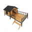 Unique All-Around Iron Frame,Outdoor Large Wooden Cabin House Style Wooden Dog Kennel with Porch