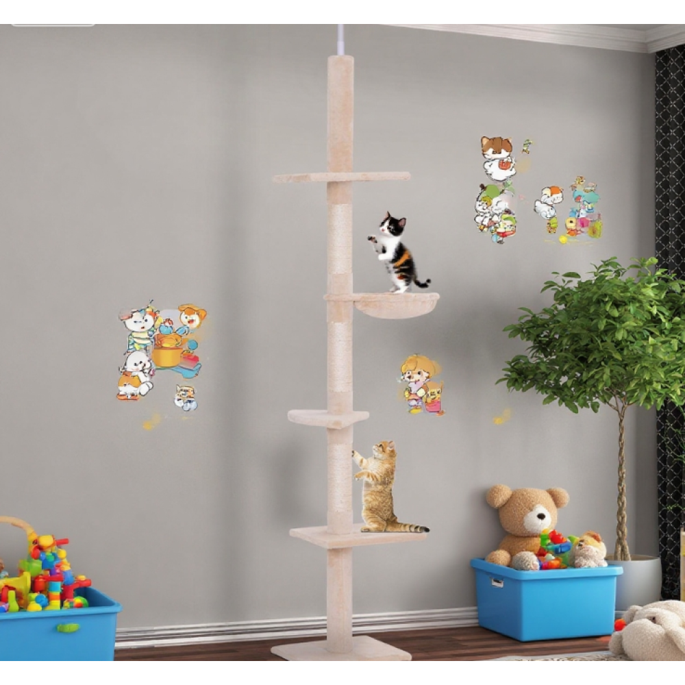 Adjustable Height Floor-to-Ceiling Vertical Cat TreeCat Climbing Tower