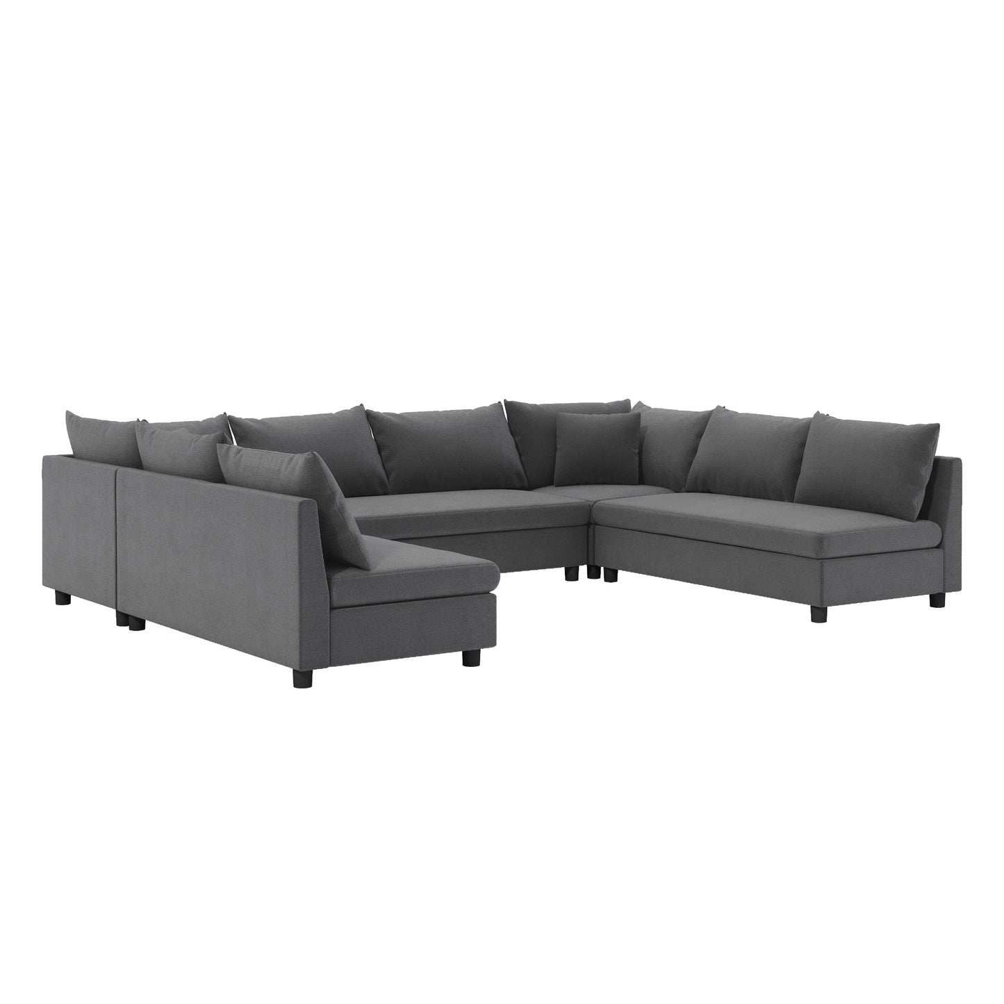 Minimalist Style Modular Sectional Sofa, Reversible U Shaped Chenille Couch Set, Free Combination, Oversized 8 Seat Convertible Sofa