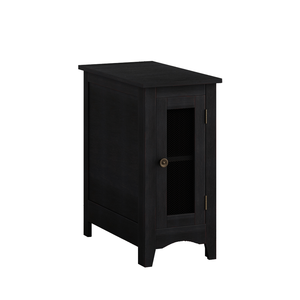 SunJet Rectangle Narrow Accent Side Table, Solid Black Veneer, 11.75 in. W x 21.75 in. L x 24.25 in. H