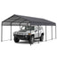Metal Carport 12x20 ft Heavy Duty with Galvanized Steel Roof, Metal Garage Canopy with Galvanized Steel Roof & Frame, Car Tent Outdoor Storage Shed for Car, Boats and Truck - Gray