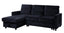 Ivy 81.5' Black Velvet Reversible Sleeper Sectional Sofa with Storage Chaise and Side Pocket