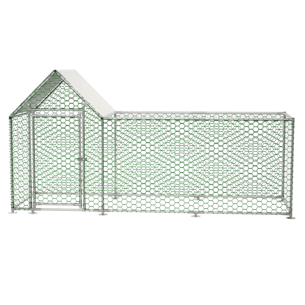 26'Lx6.7'Wx6.6' ft Large Metal Chicken Coop, Walk-in Chicken Run, Galvanized Wire Poultry Chicken Hen Pen Cage, Rabbits Duck Cages with Waterproof and Anti-Ultraviolet Cover for Outside