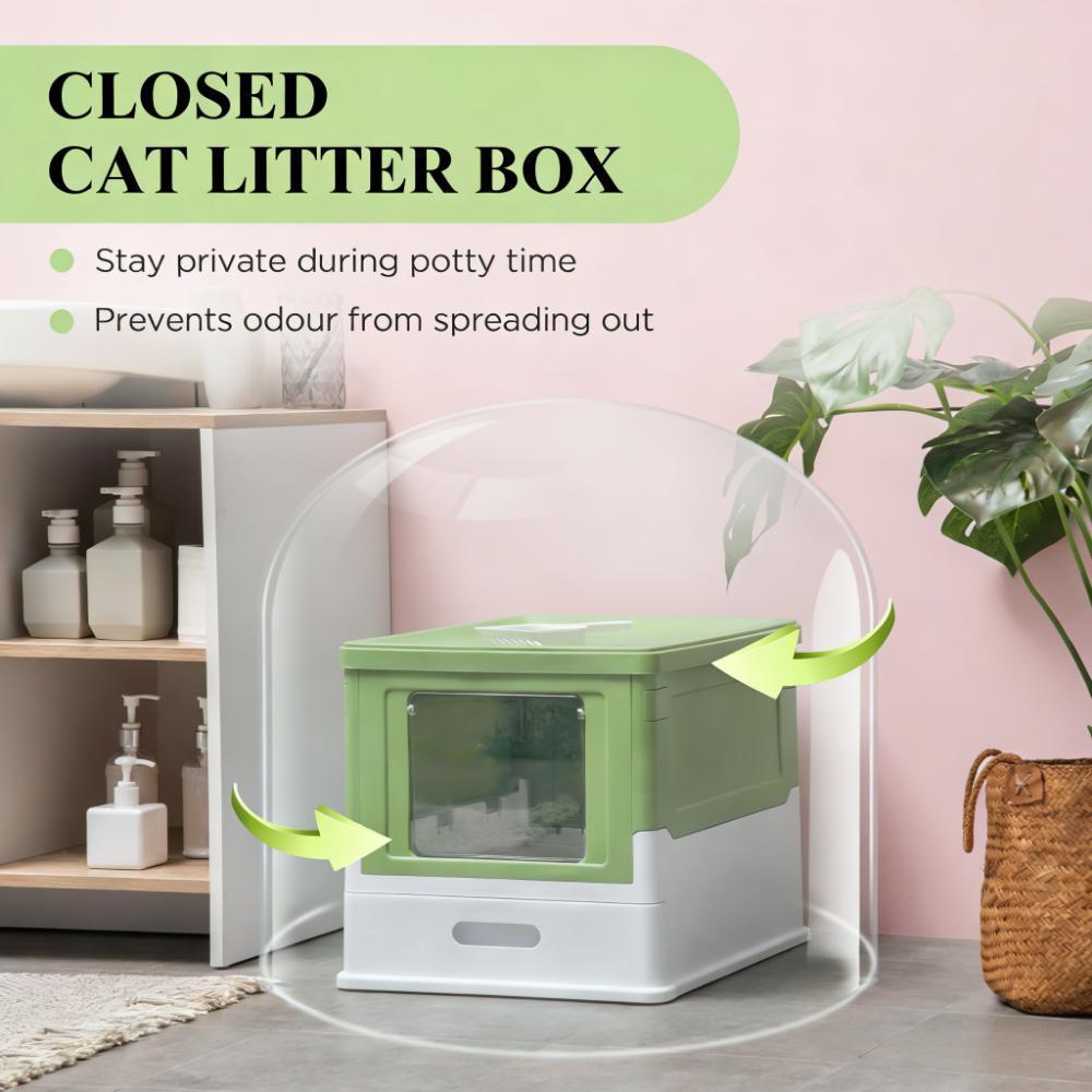 Cat Box,Fully Enclosed Cat Litter Box with Front Entry
