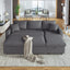 U_STYLE Upholstery  Sleeper Sectional Sofa Grey with Storage Space, 2 Tossing Cushions
