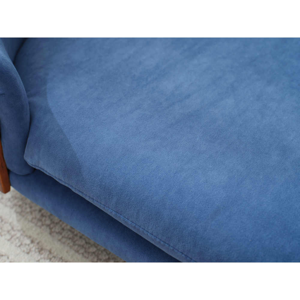 Scandinavian style Elevated Dog Bed Pet Sofa With Solid Wood legs and Walnut Bent Wood Back, Dark Blue Velvet,Mid Size